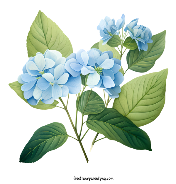 Free Hydrangea Flower Hydrangea Flower Blue Flowers Green Leaves For Hydrangea Flower Clipart Transparent Background