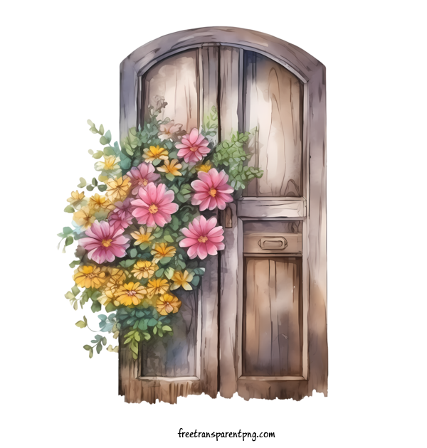 Free Wooden Floral Door Wooden Floral Door Wooden Door Flowers For Wooden Floral Door Clipart Transparent Background