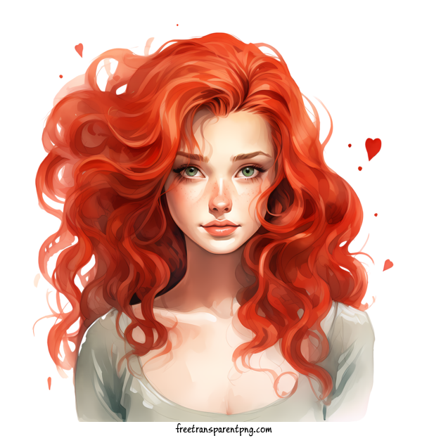 Free Red Hair Love Your Red Hair Day Long Wavy Red Hair Blue Eyes For Love Your Red Hair Day Clipart Transparent Background