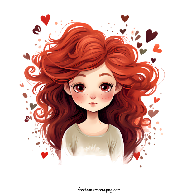 Free Red Hair Love Your Red Hair Day Redheaded Girl Cartoon Character For Love Your Red Hair Day Clipart Transparent Background