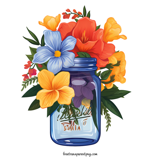 Free Mason Jar Mason Jar Bouquet Jars For Mason Jar Clipart Transparent Background