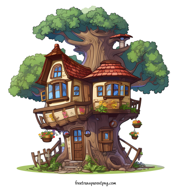 Free Tree House Tree House Treehouse Cottage For Tree House Clipart Transparent Background