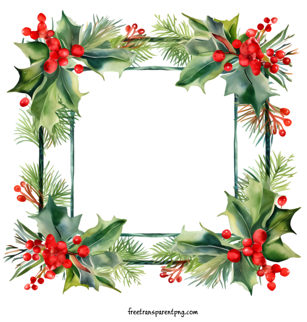 Free Christmas Christmas Frame Holi Holly For Christmas Frame Clipart Transparent Background