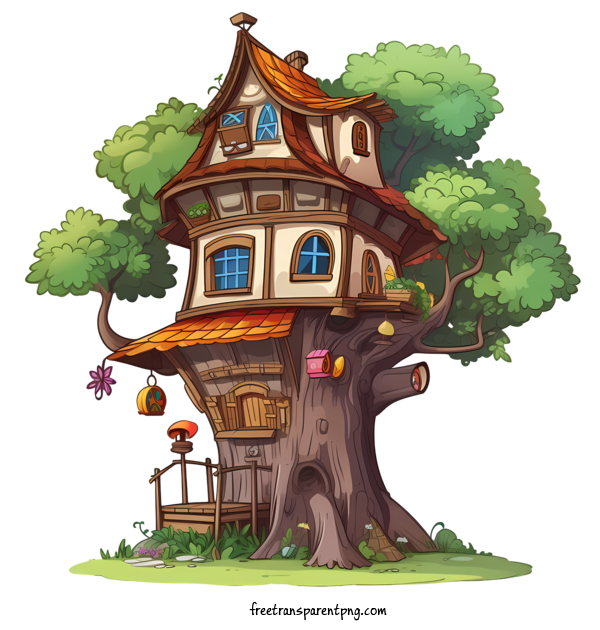 Free Tree House Tree House Treehouse Cartoon For Tree House Clipart Transparent Background