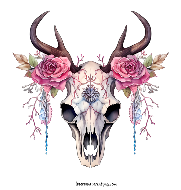 Free Deer Skull Deer Skull Deer Skull Roses For Deer Skull Clipart Transparent Background