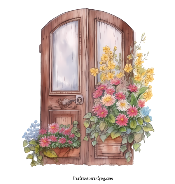 Free Wooden Floral Door Wooden Floral Door Door Flowers For Wooden Floral Door Clipart Transparent Background