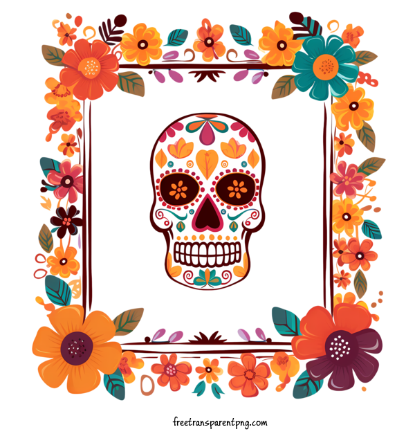 Free Dia De Muertos Dia De Muertos Skull Frame For Dia De Muertos Clipart Transparent Background