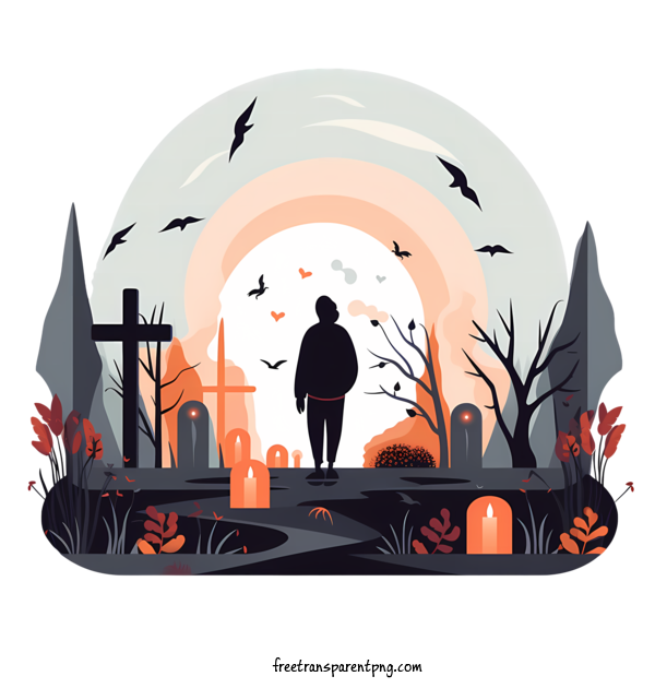 Free All Souls Days All Souls Days Cemetery Halloween For All Souls Days Clipart Transparent Background