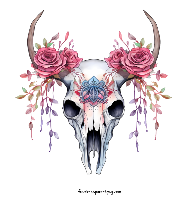 Free Deer Skull Deer Skull Skull Flower Crowns For Deer Skull Clipart Transparent Background