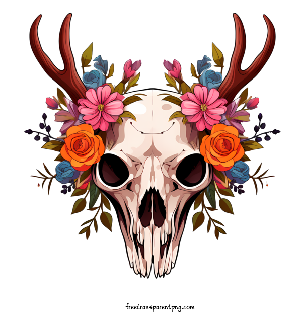 Free Deer Skull Deer Skull Skull Flowers For Deer Skull Clipart Transparent Background