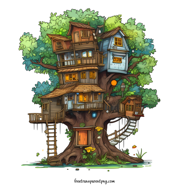 Free Tree House Tree House Tree House Fairy Tale For Tree House Clipart Transparent Background