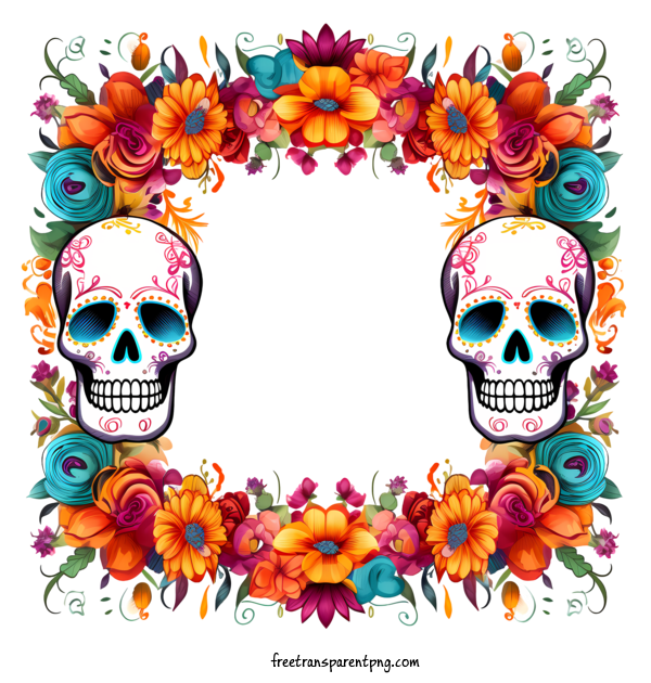 Free Dia De Muertos Dia De Muertos Skulls Day Of The Dead For Dia De Muertos Clipart Transparent Background