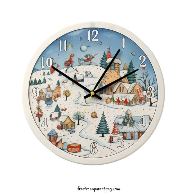 Free Winter Time Winter Time Clock Village For Winter Time Clipart Transparent Background