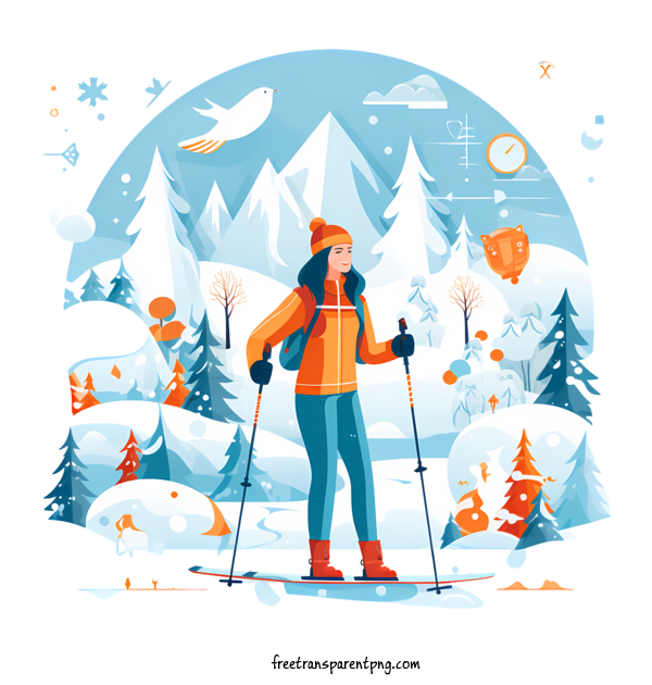 Free Ski Day Ski Day Mountain Skier For Ski Day Clipart Transparent Background