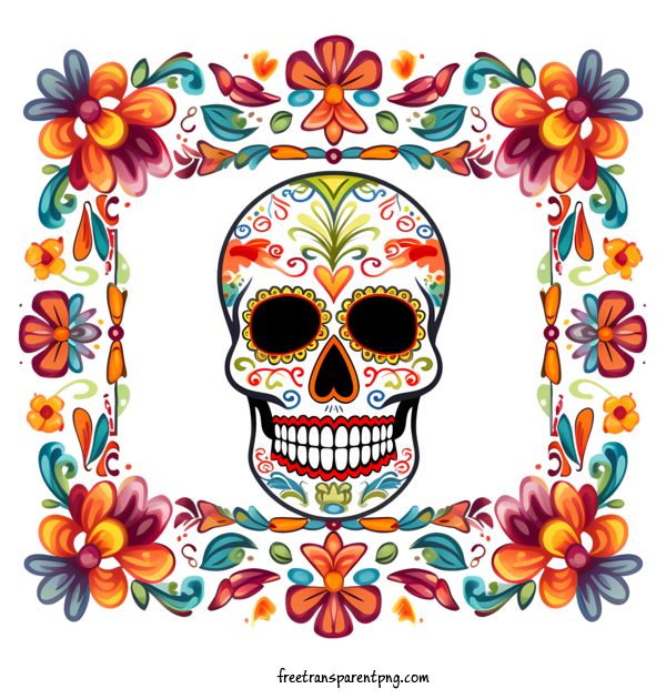 Free Dia De Muertos Dia De Muertos Skull Day Of The Dead For Dia De Muertos Clipart Transparent Background