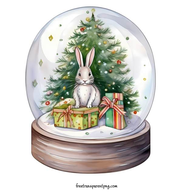 Free Christmas Snow Ball Christmas Snow Ball Rabbit Christmas Tree For Christmas Snow Ball Clipart Transparent Background