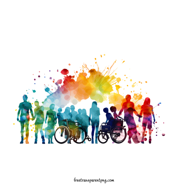 Free Persons With Disabilities Persons With Disabilities Colorful Splash For Persons With Disabilities Clipart Transparent Background