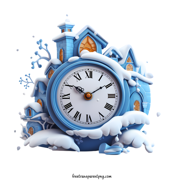 Free Winter Time Winter Time Clock Blue For Winter Time Clipart Transparent Background