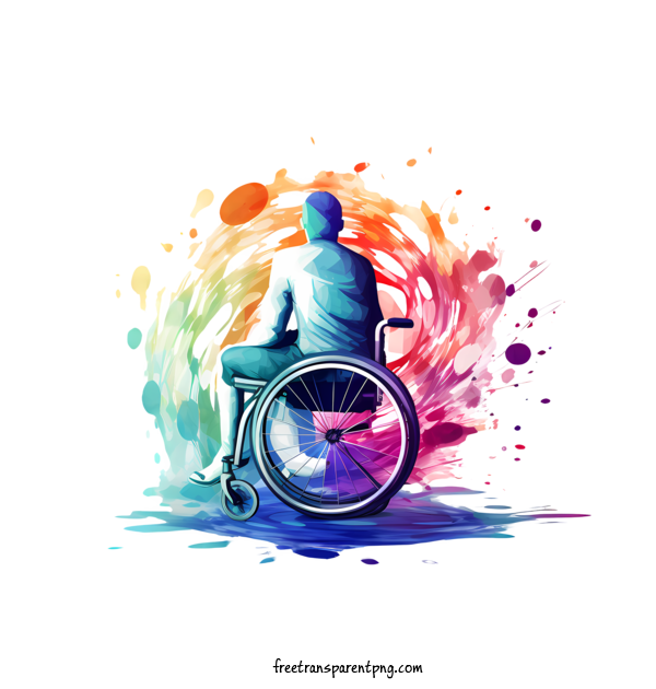 Free Persons With Disabilities Persons With Disabilities Wheelchair Colorful Splash For Persons With Disabilities Clipart Transparent Background