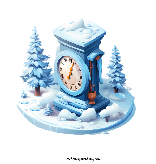 Free Winter Time Winter Time Clock Tower Blue For Winter Time Clipart Transparent Background