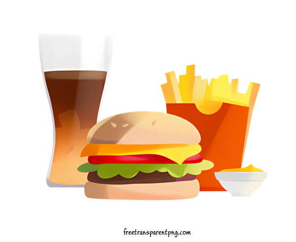 Free Food Cartoon Food Hamburger French Fries For Cartoon Food Clipart Transparent Background