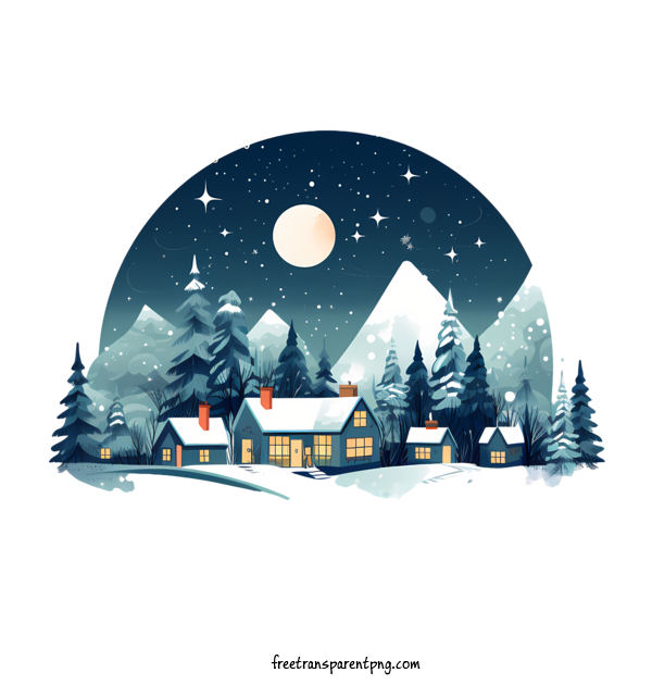 Free Merry Christmas Merry Christmas Cottage Winter For Merry Christmas Clipart Transparent Background