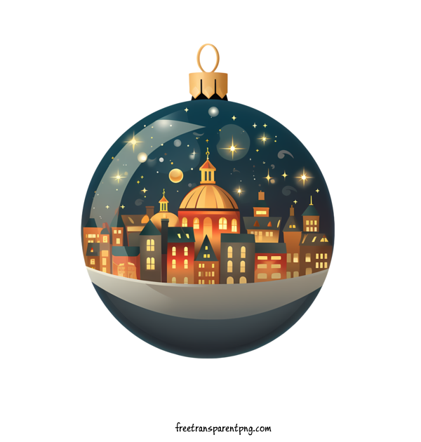 Free Christmas Ball Christmas Ball Night Sky City Skyline For Christmas Ball Clipart Transparent Background