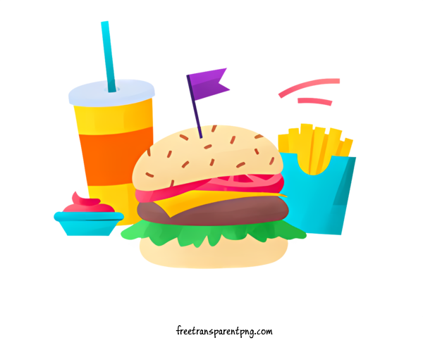 Free Food Cartoon Food Hamburger Fries For Cartoon Food Clipart Transparent Background
