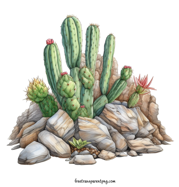 Free Cactus Cactus Cactus Rocks For Cactus Clipart Transparent Background
