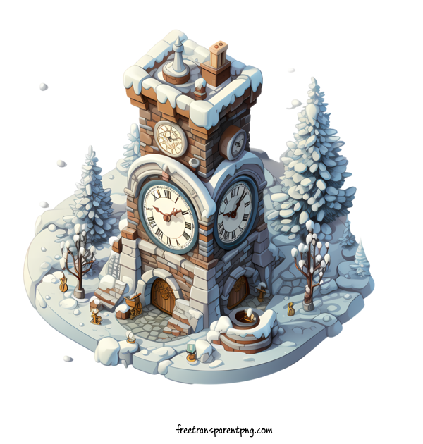 Free Winter Time Winter Time Clock Tower Snow For Winter Time Clipart Transparent Background