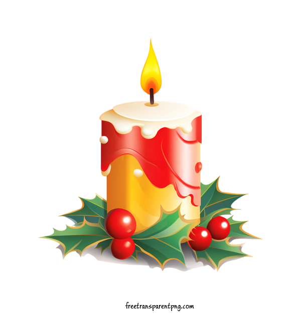 Free Christmas Christmas Candle Candle Holly Leaves For Christmas Candle Clipart Transparent Background