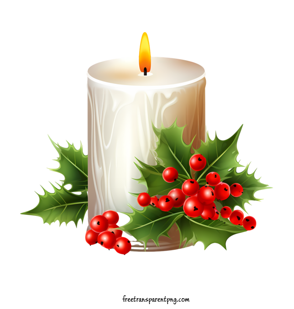 Free Christmas Christmas Candle Candle Holly For Christmas Candle Clipart Transparent Background