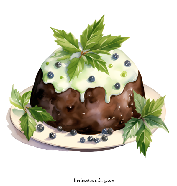 Free Christmas Pudding Christmas Pudding Chocolate Cake Blueberries For Christmas Pudding Clipart Transparent Background