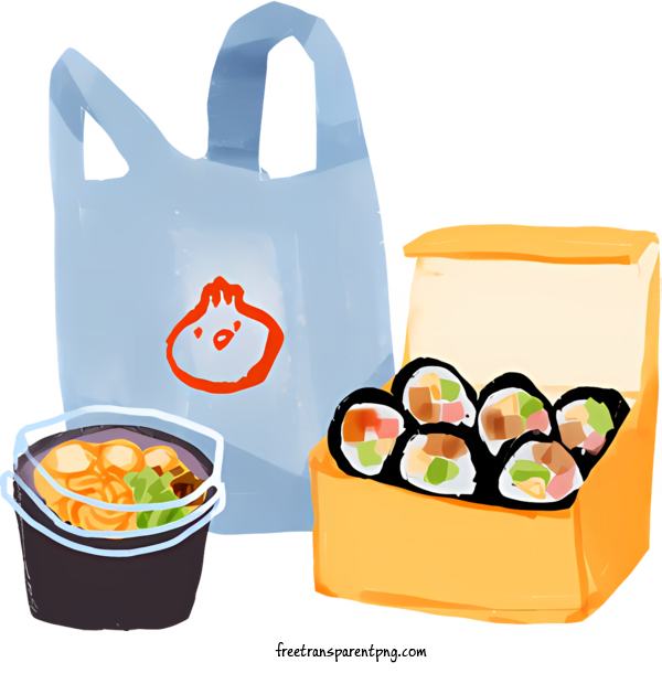 Free Food Cartoon Food Sushi Noodles For Cartoon Food Clipart Transparent Background