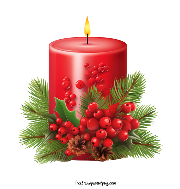 Free Christmas Christmas Candle Candle Holly Berries For Christmas Candle Clipart Transparent Background