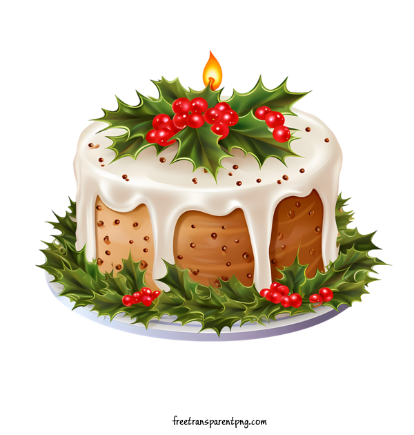 Free Christmas Cake Christmas Cake Cake Holly For Christmas Cake Clipart Transparent Background