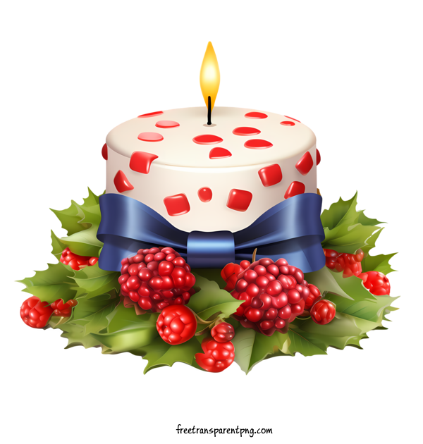 Free Christmas Christmas Candle Christmas Cake Holly Berries For Christmas Candle Clipart Transparent Background