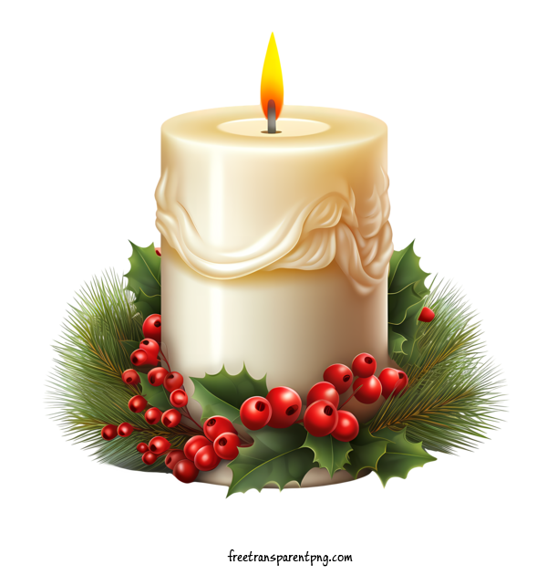 Free Christmas Candle Christmas Candle Candle Holly Berries For Christmas Candle Clipart Transparent Background