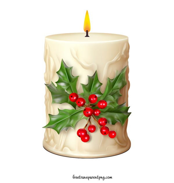 Free Christmas Christmas Candle Holly Wreath For Christmas Candle Clipart Transparent Background