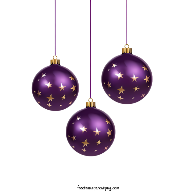 Free Christmas Christmas Ball Purple Ornaments Gold Stars For Christmas Ball Clipart Transparent Background