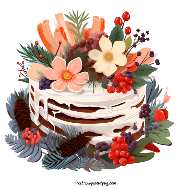 Free Christmas Cake Christmas Cake Cake Flowers For Christmas Cake Clipart Transparent Background