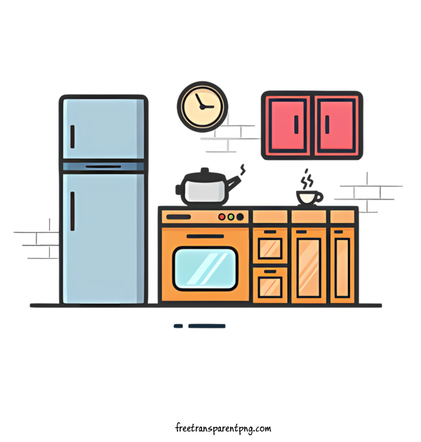 Free Kitchen Kitchen Kitchen Refrigerator For Kitchen Clipart Transparent Background