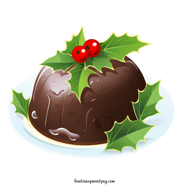 Free Christmas Pudding Christmas Pudding Chocolate Mousse Holly Leaves For Christmas Pudding Clipart Transparent Background