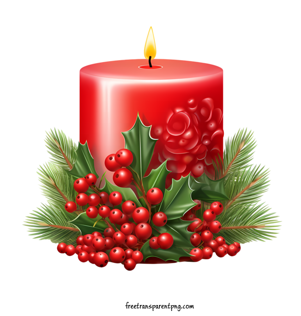 Free Christmas Christmas Candle Candle Holly For Christmas Candle Clipart Transparent Background