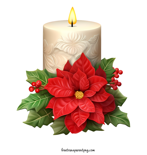 Free Christmas Candle Christmas Candle Candle Poinsettia For Christmas Candle Clipart Transparent Background