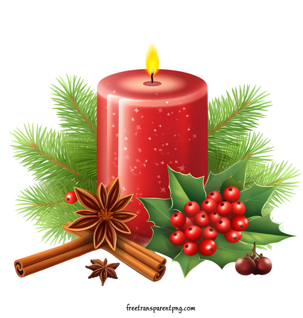 Free Christmas Candle Christmas Candle Candle Evergreen Branches For Christmas Candle Clipart Transparent Background