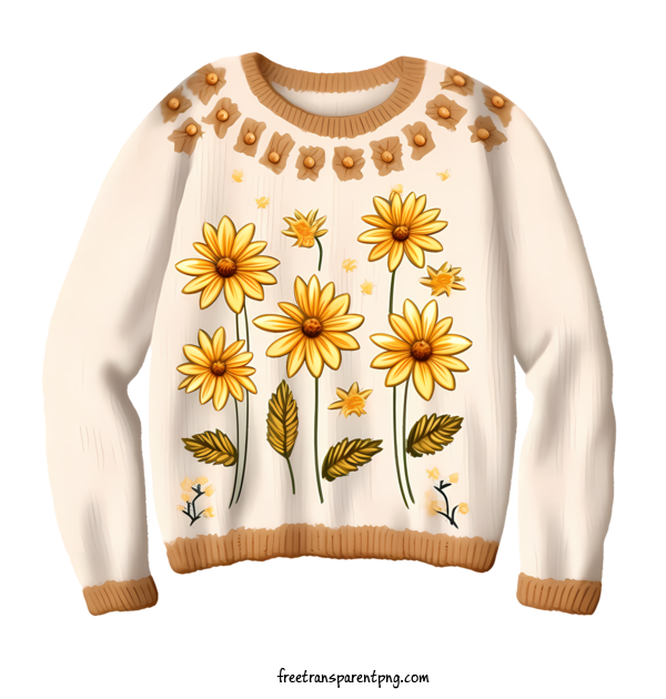 Free Christmas Christmas Sweater Sunflowers Flowers For Christmas Sweater Clipart Transparent Background