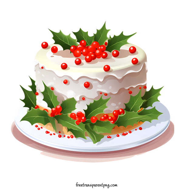 Free Christmas Cake Christmas Cake Merry Holly For Christmas Cake Clipart Transparent Background