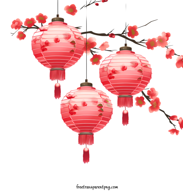 Free Chinese Lantern Chinese Lantern Cherry Blossom Flower For Chinese Lantern Clipart Transparent Background