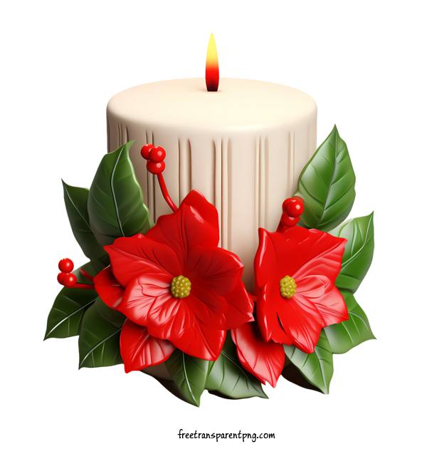 Free Christmas Christmas Candle Candle Poinsettia For Christmas Candle Clipart Transparent Background